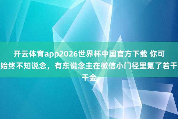 开云体育app2026世界杯中国官方下载 你可能始终不知说念，有东说念主在微信小门径里氪了若干金