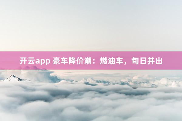 开云app 豪车降价潮:燃油车,旬日并出