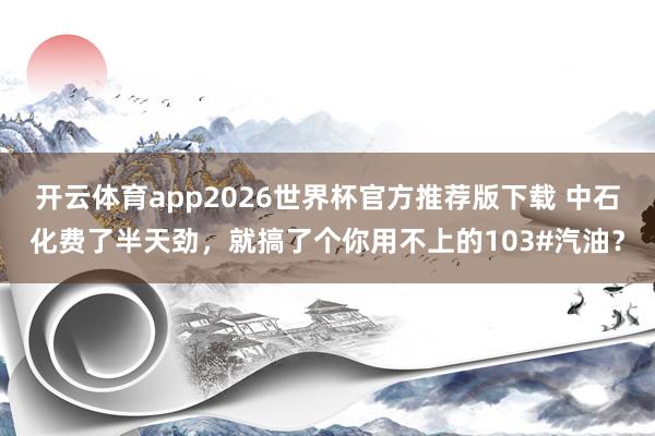 开云体育app2026世界杯官方推荐版下载 中石化费了半天劲,就搞了个你用不上的103#汽油?