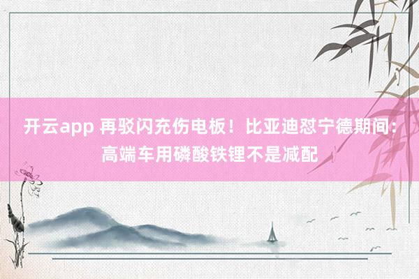 开云app 再驳闪充伤电板!比亚迪怼宁德期间:高端车用磷酸铁锂不是减配