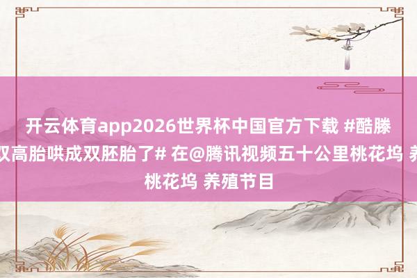 开云体育app2026世界杯中国官方下载 #酷滕王人给双高胎哄成双胚胎了# 在@腾讯视频五十公里桃花坞 养殖节目