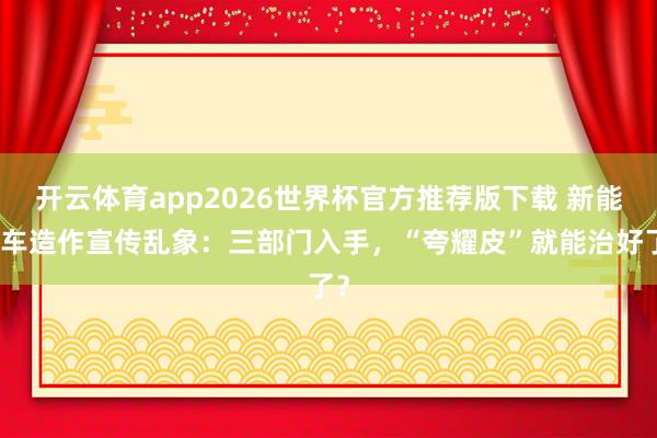 开云体育app2026世界杯官方推荐版下载 新能源车造作宣传乱象:三部门入手,“夸耀皮”就能治好了?