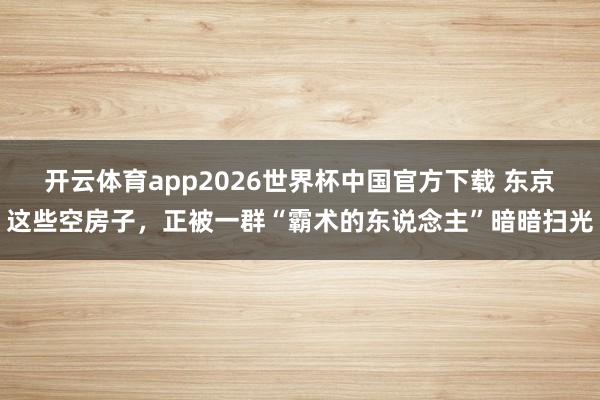 开云体育app2026世界杯中国官方下载 东京这些空房子,正被一群“霸术的东说念主”暗暗扫光
