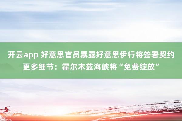 开云app 好意思官员暴露好意思伊行将签署契约更多细节:霍尔木兹海峡将“免费绽放”