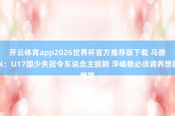 开云体育app2026世界杯官方推荐版下载 马德兴：U17国少失冠令东说念主扼腕 浮嶋敏必须调养想路