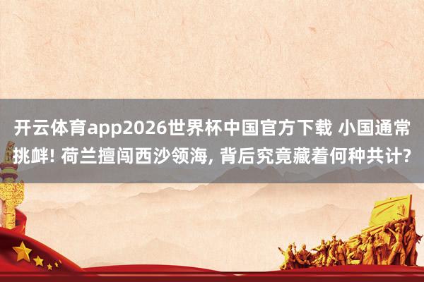 开云体育app2026世界杯中国官方下载 小国通常挑衅! 荷兰擅闯西沙领海, 背后究竟藏着何种共计?