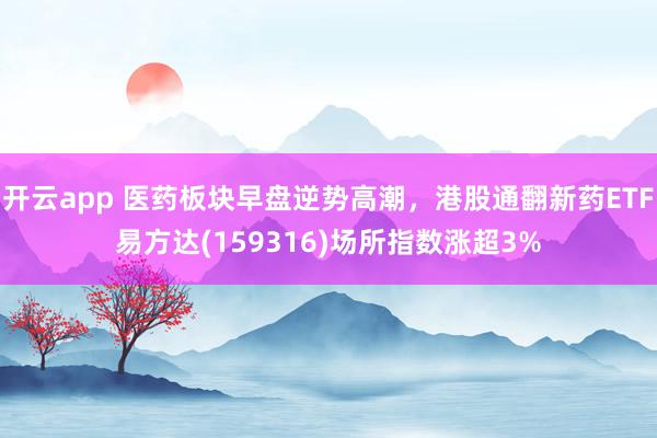 开云app 医药板块早盘逆势高潮,港股通翻新药ETF易方达(159316)场所指数涨超3%