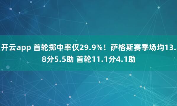 开云app 首轮掷中率仅29.9%!萨格斯赛季场均13.8分5.5助 首轮11.1分4.1助