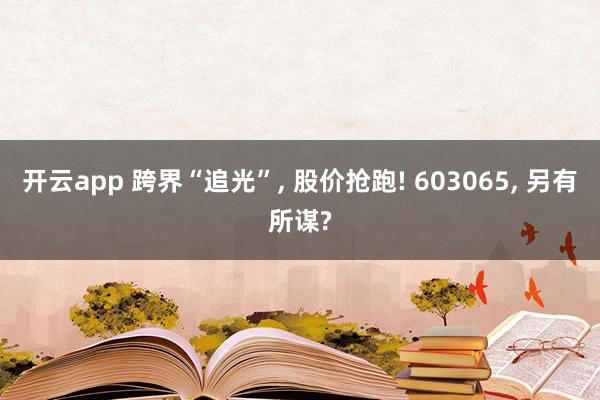 开云app 跨界“追光”, 股价抢跑! 603065, 另有所谋?