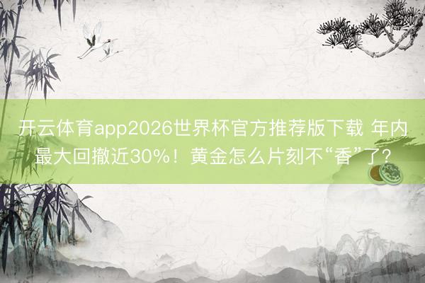 开云体育app2026世界杯官方推荐版下载 年内最大回撤近30%!黄金怎么片刻不“香”了?